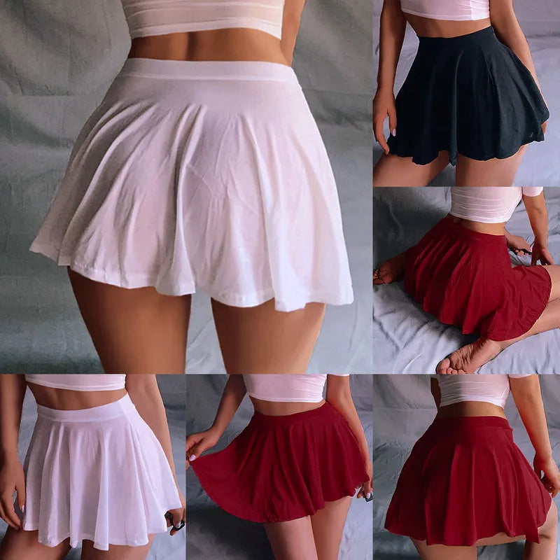 Ice Silk A-Line Pleated Low Rise Waist Skirt