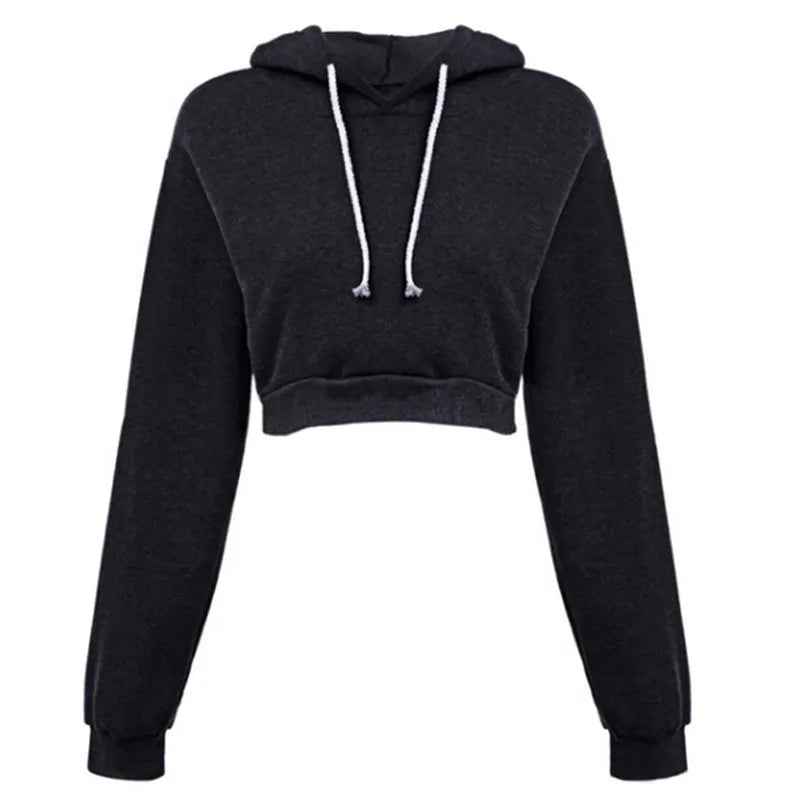 Solid Crop Hoodie