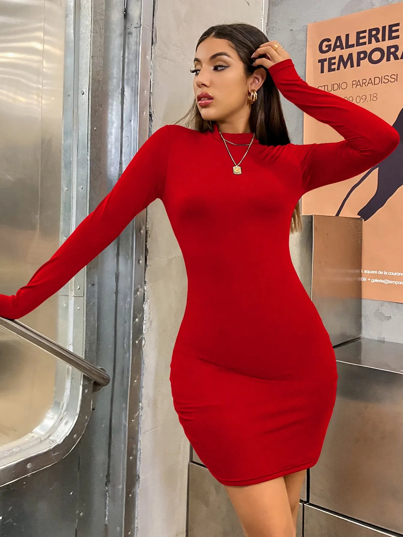 Long Sleeve Slim Bodycon Mini Dress