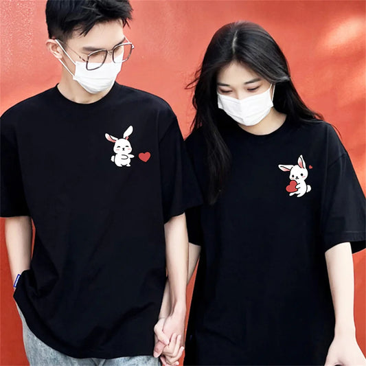 Cartoon Love Rabbit Couple T-Shirt