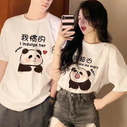 China Panda Bear Print Couple T Shirt