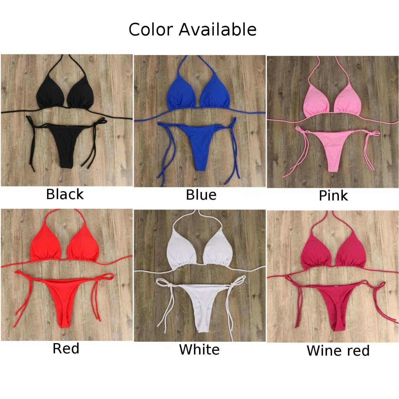 Women Side Tie Thong Bikini Set