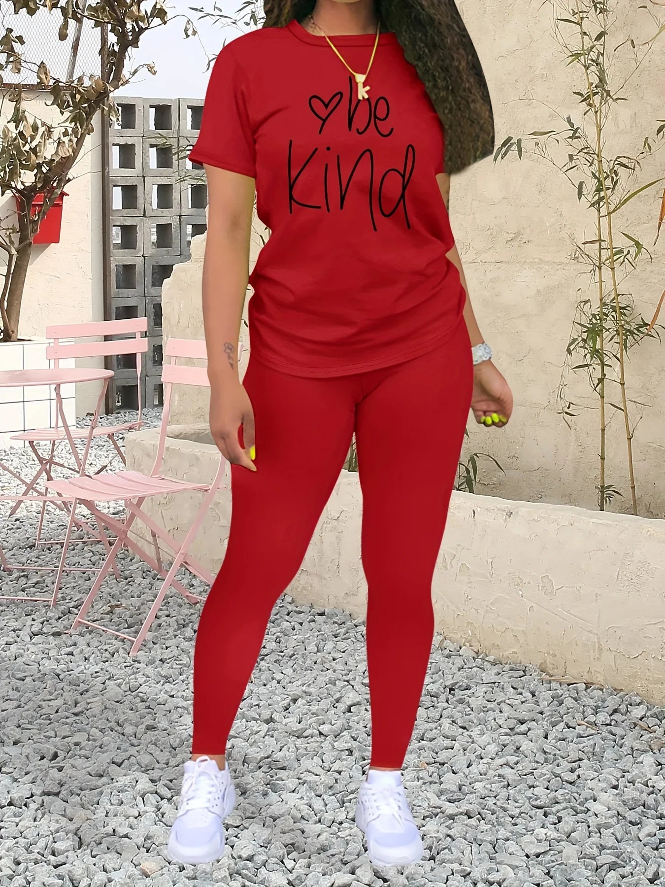 Women's Be Kind Printed T-Shirt Tracksuit