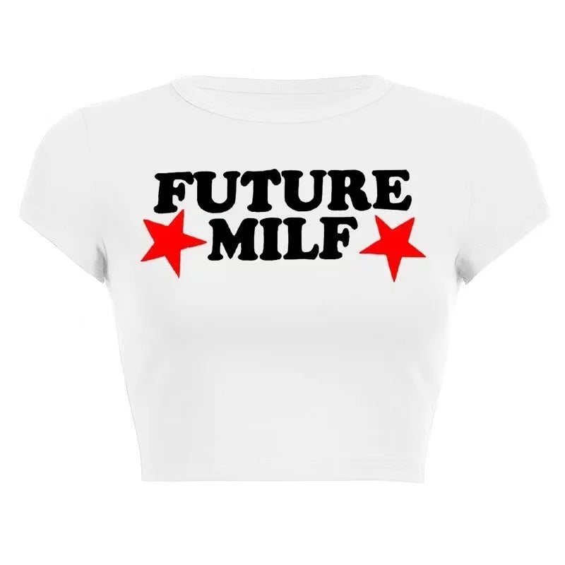 Future Milf Star Print Crop Top