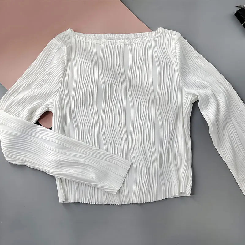 Spring Ruched Long Sleeve T-Shirt