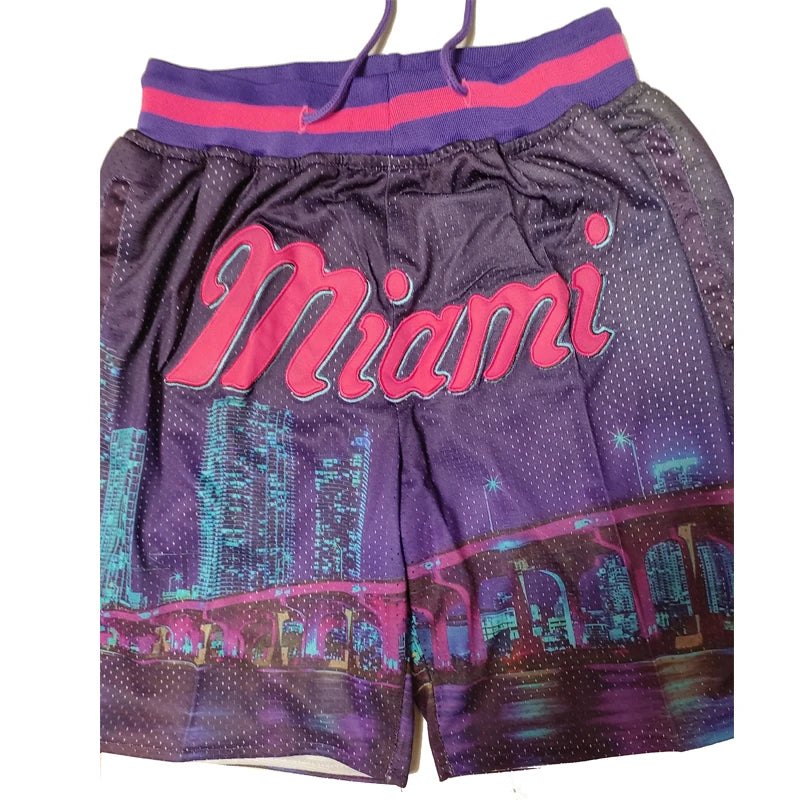 Miami Night View Men Basketball Shorts