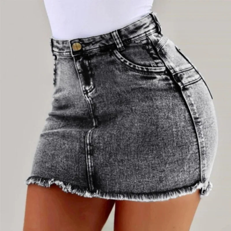 Comfortable Distressed Tassels and High Waisted Denim Shorts