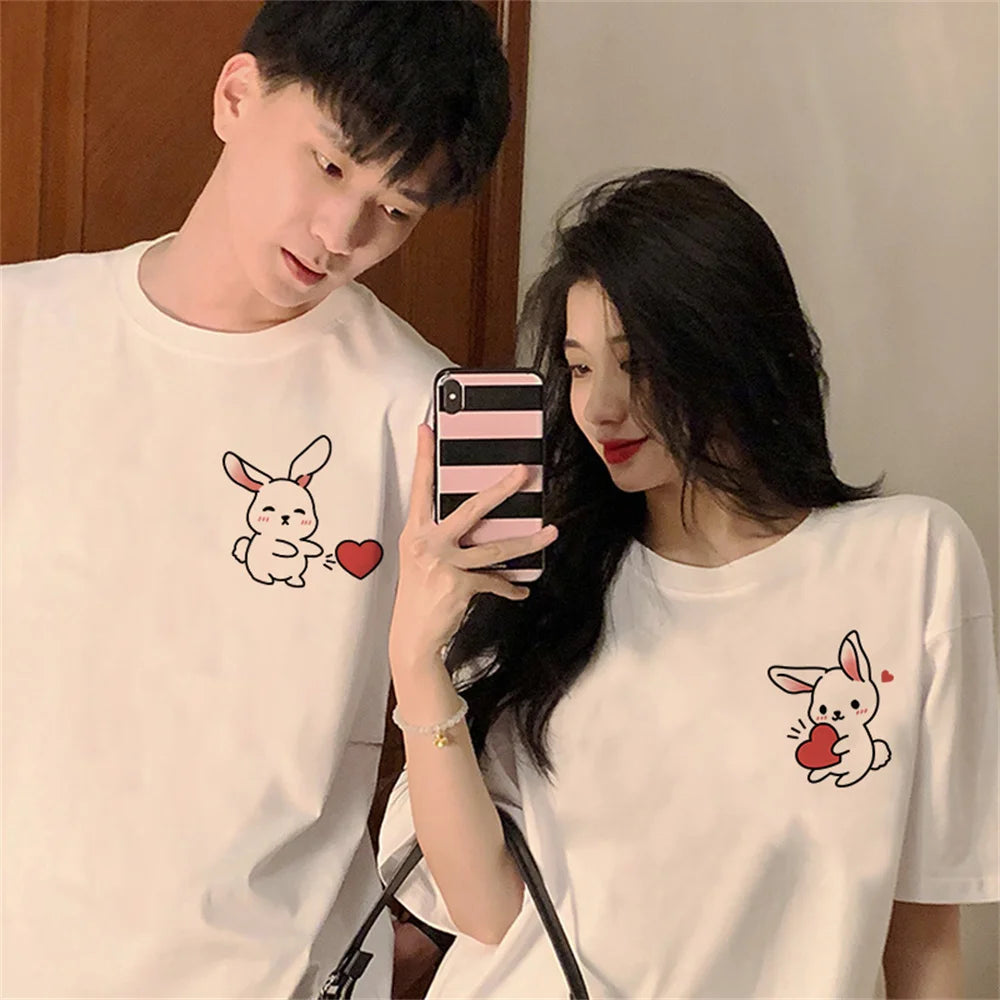 Cartoon Love Rabbit Couple T-Shirt