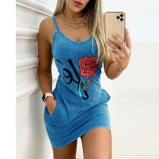 Summer Rose Printed Vest Dresses