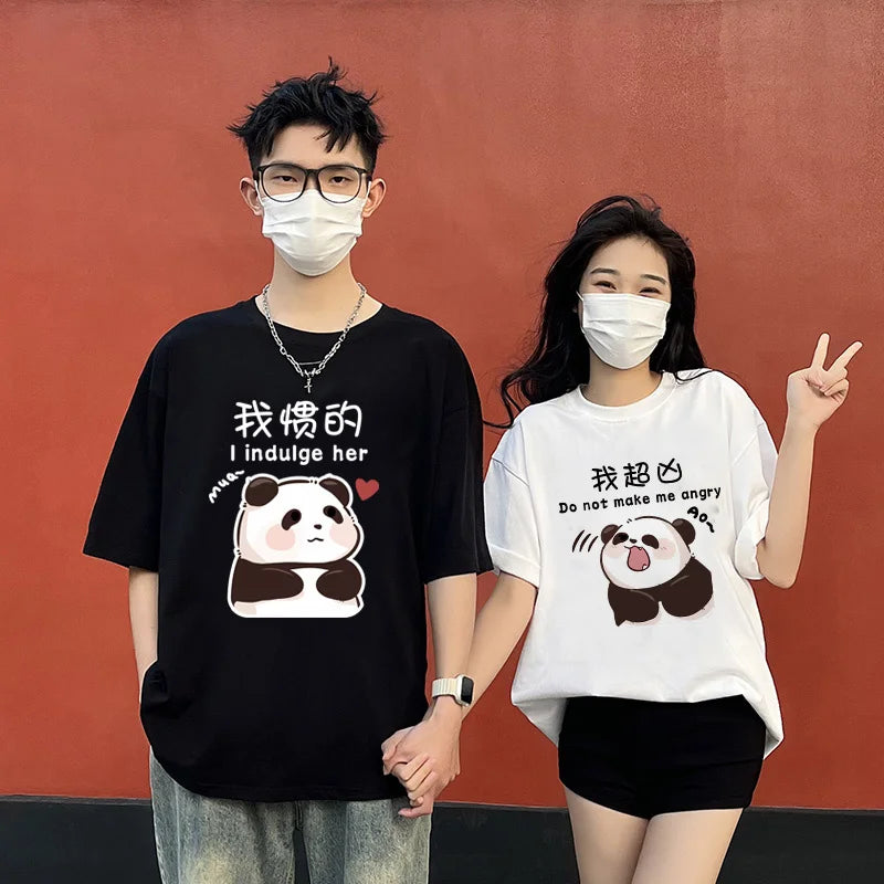 China Panda Bear Print Couple T Shirt