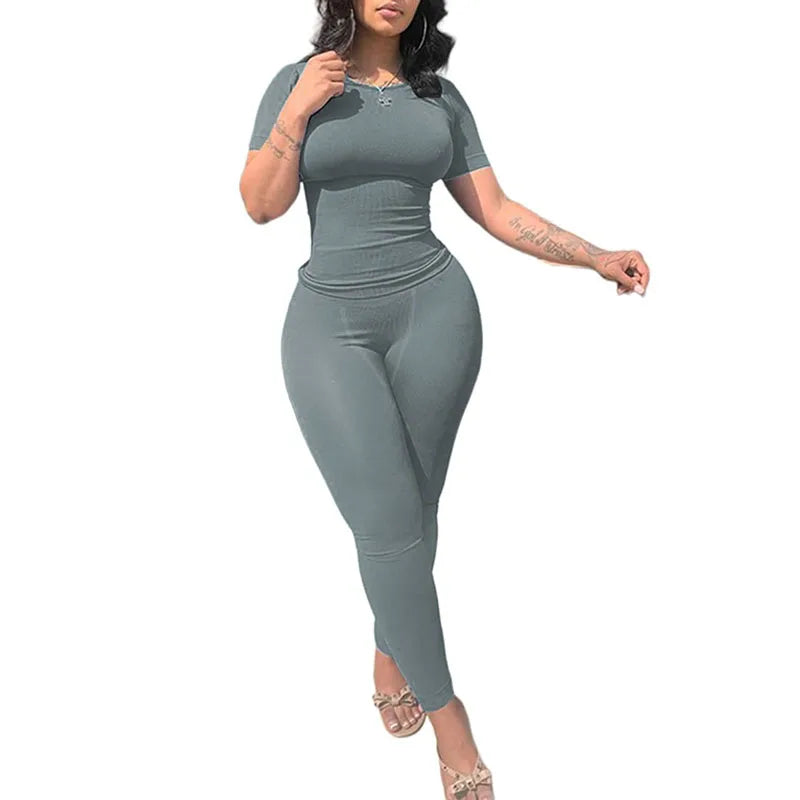 Women Sleeve Top/Elastic Leggings Lounge Wear Outfit