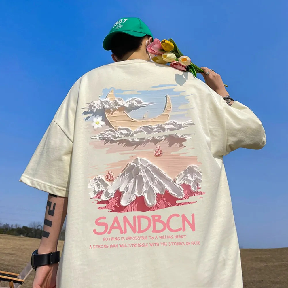 SANDBCN Graphic Print Loose Short-sleeve shirt