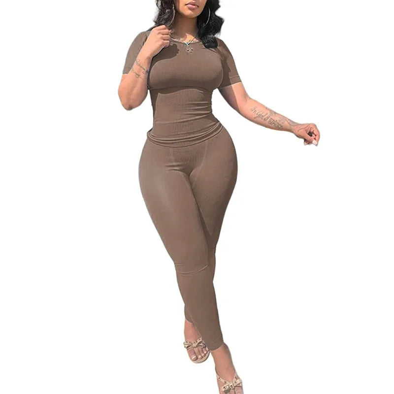 Women Sleeve Top/Elastic Leggings Lounge Wear Outfit