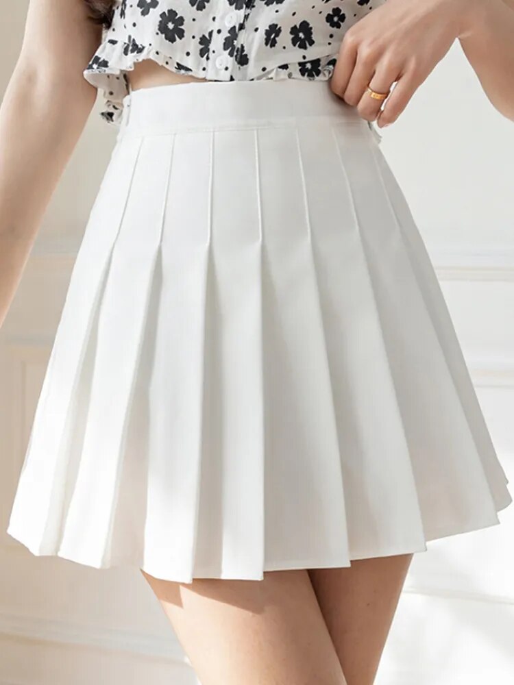 High Waist Zipper Pleated Skirts