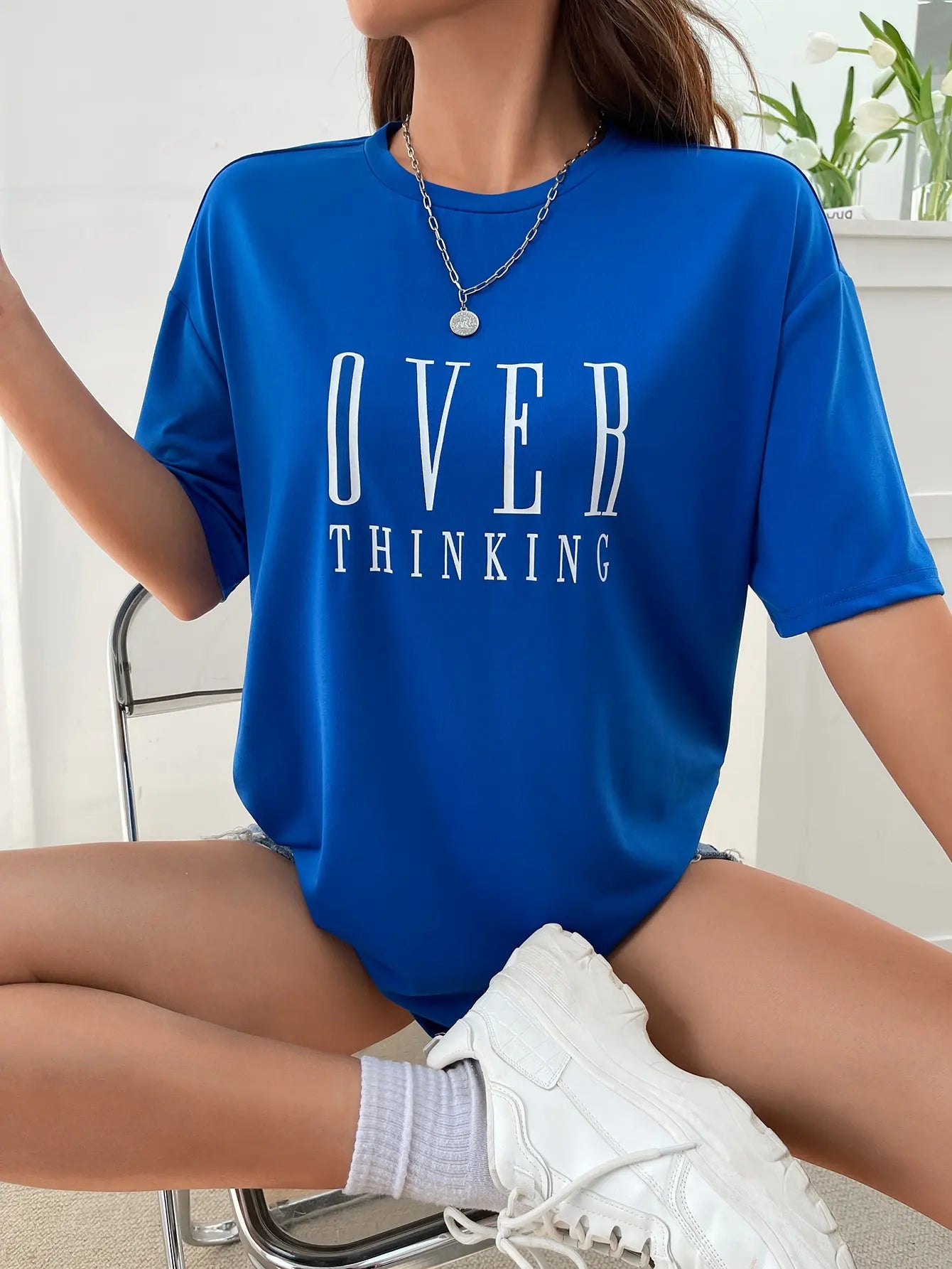 Over Thinking Letter Print T-Shirt