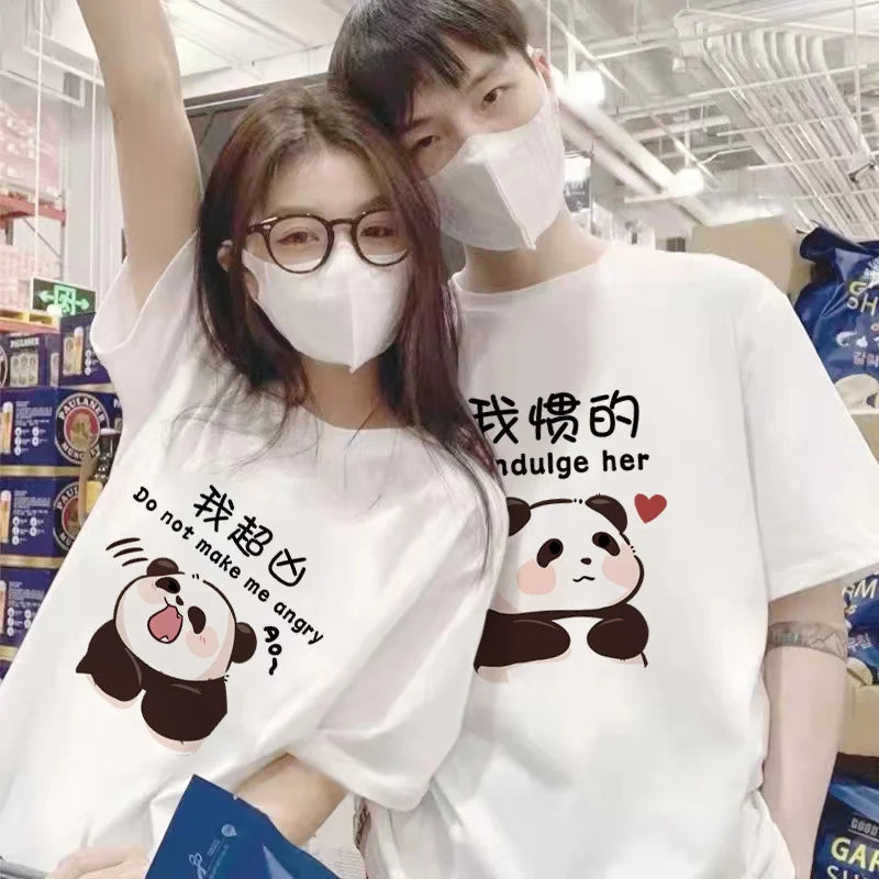 China Panda Bear Print Couple T Shirt