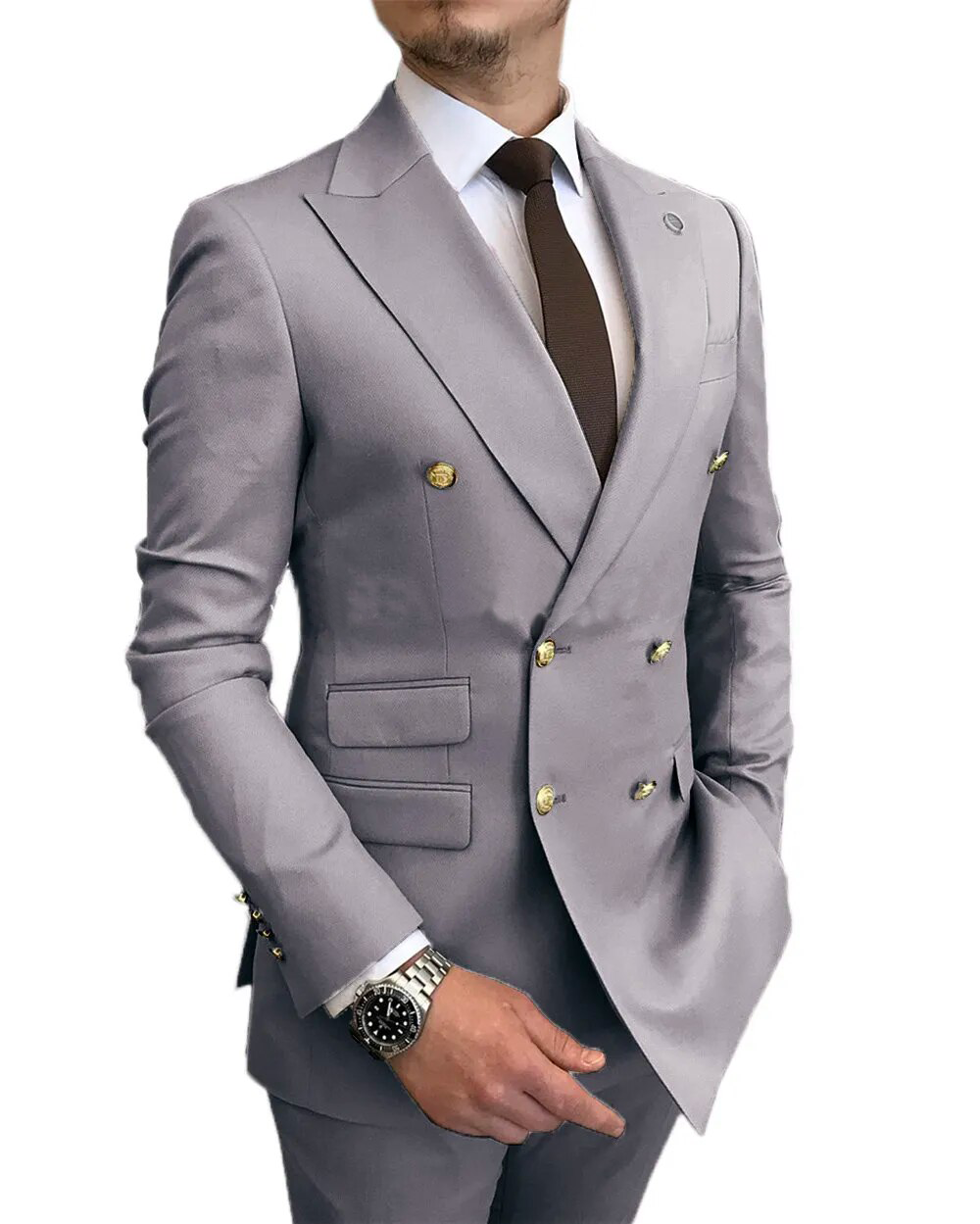 Two Piece Double Breasted Business Men Suit