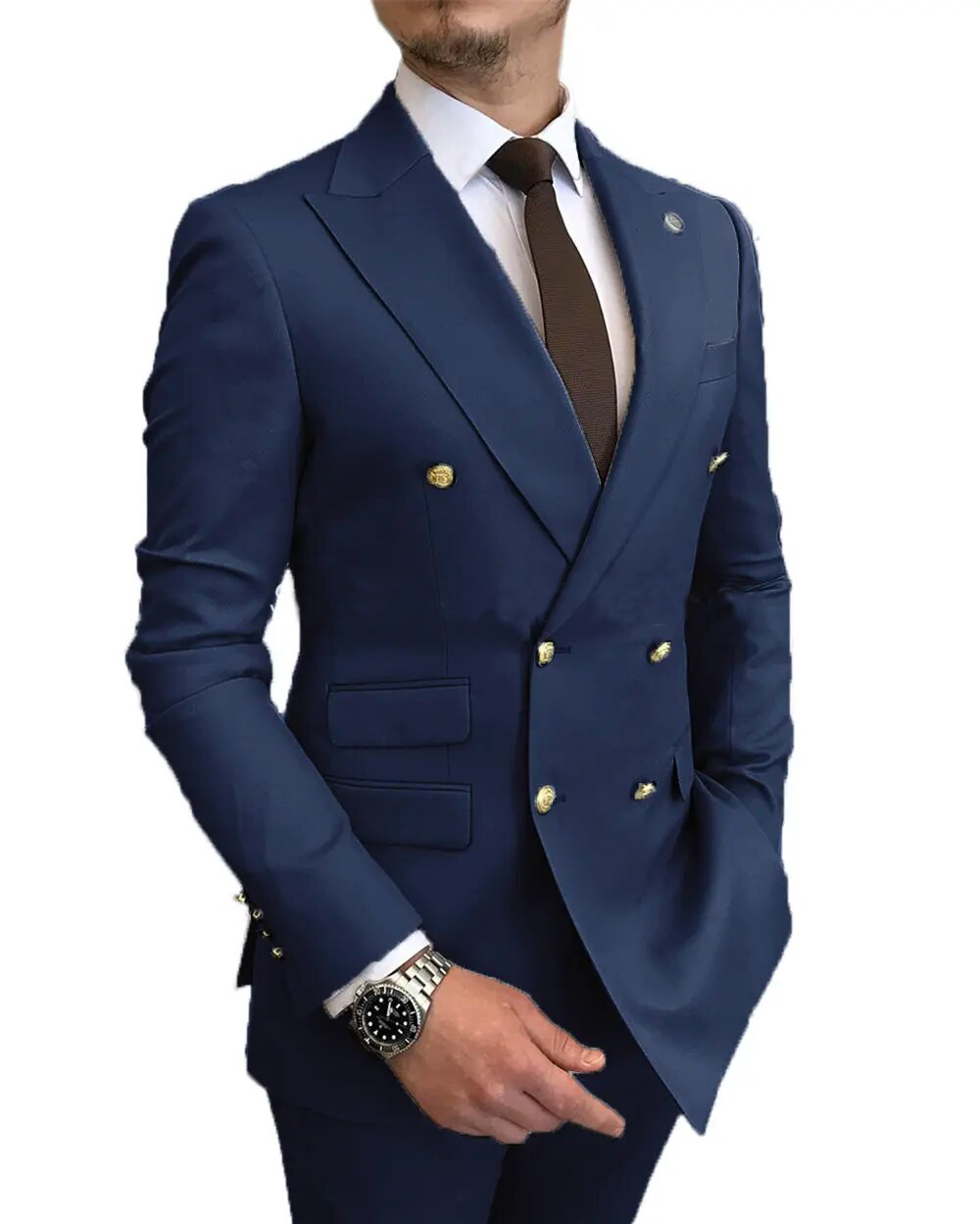 Two Piece Double Breasted Business Men Suit