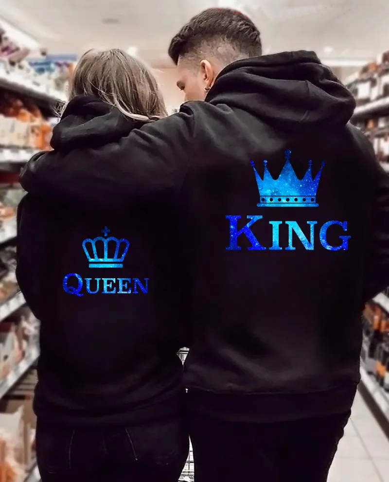 King Queen Printed Couples Sweatshirt