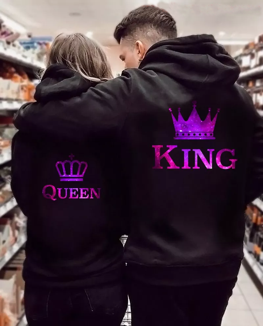 King Queen Printed Couples Sweatshirt