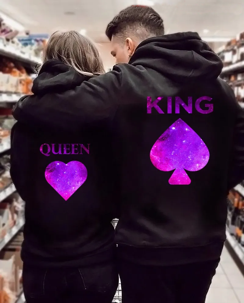 King Queen Printed Couples Sweatshirt