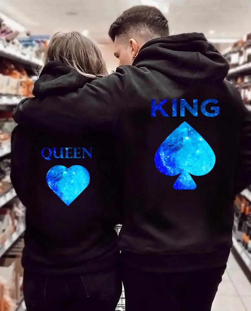 King Queen Printed Couples Sweatshirt