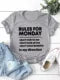 RULES FOR MONDAY Letter Print Women's T-Shirt
